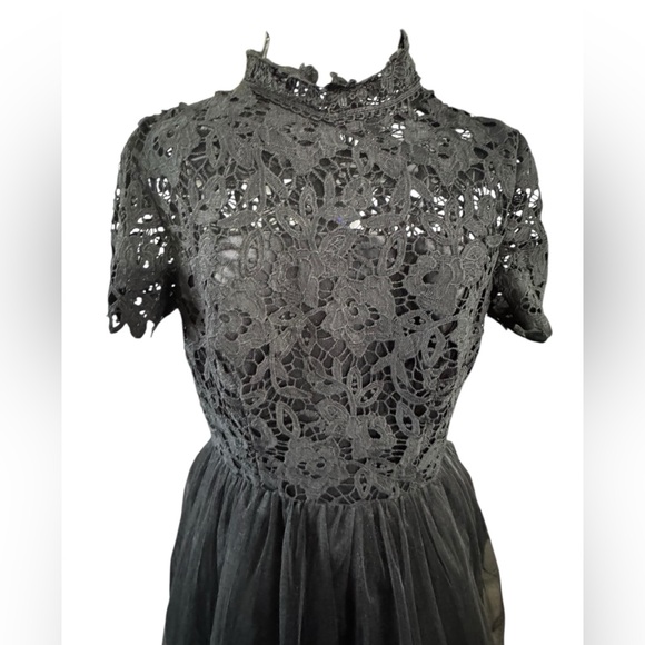 Chi Chi London Women's Bronte A-Line Lace Tulle Black Dress Size UK 8/US 4 - Picture 5 of 13